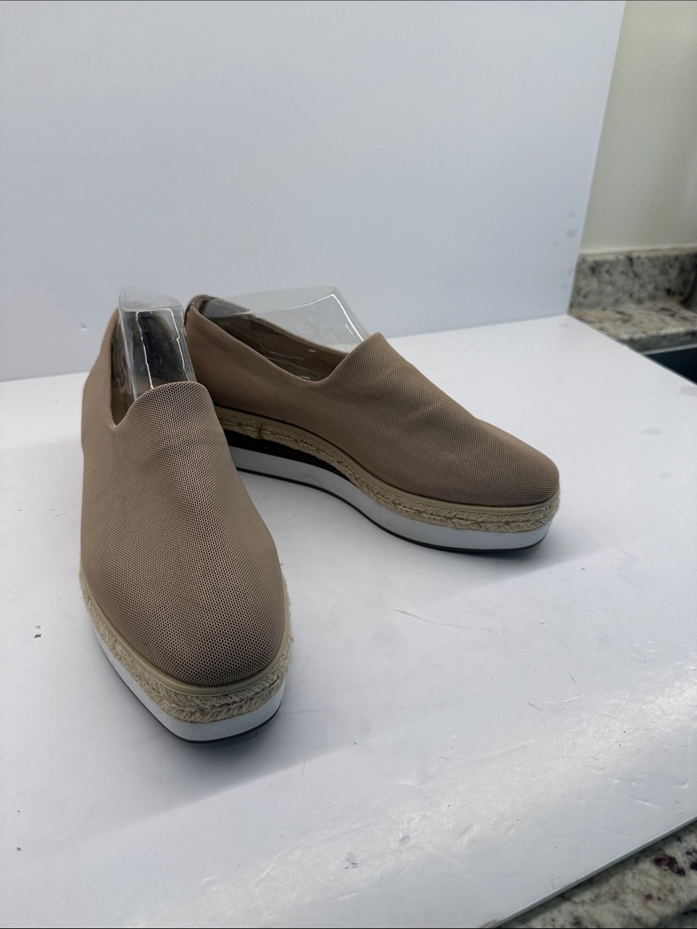 DKNY Beige Slip-On Platform Espadrille Loafers